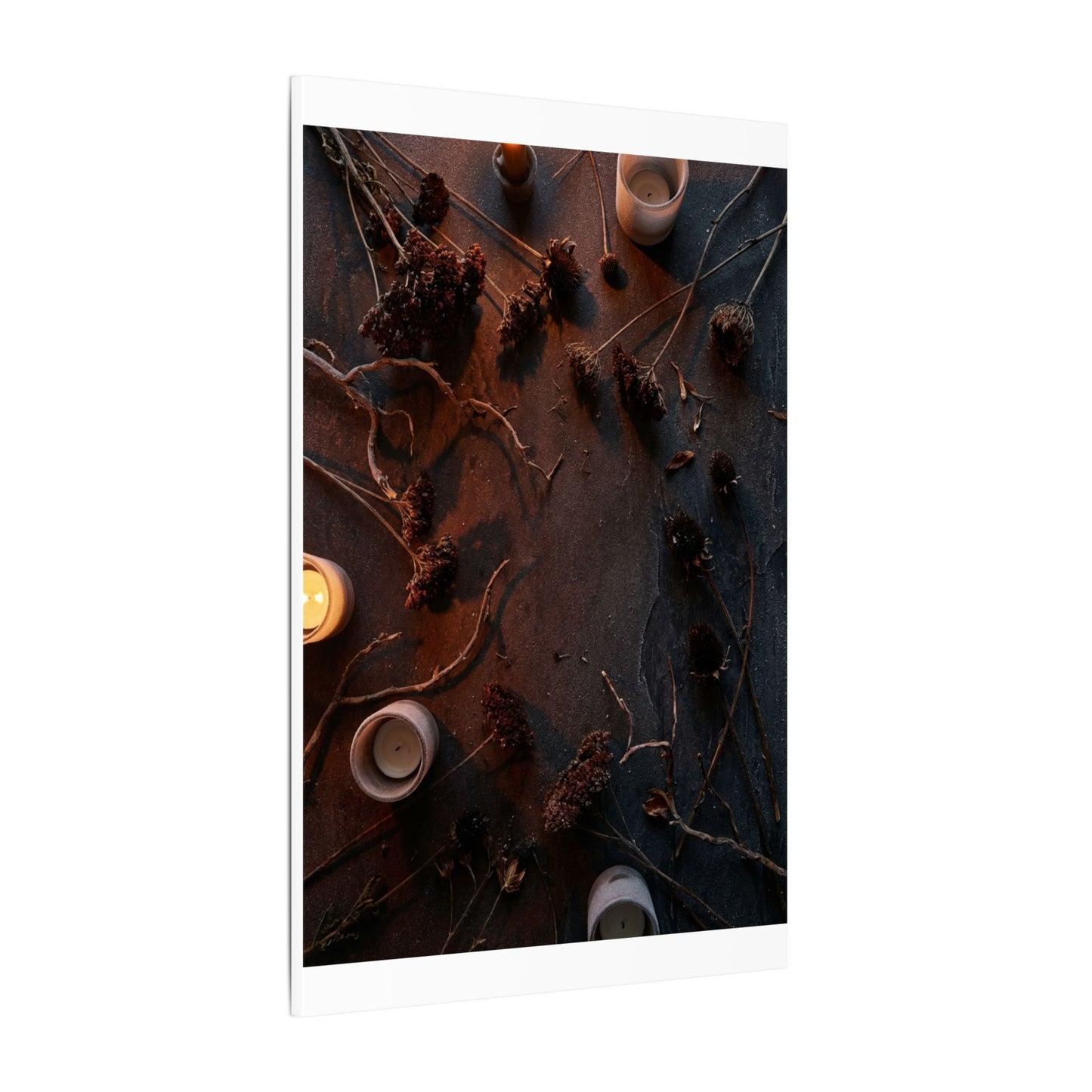 Dried Flowers Canvas Art | Winter Dark Japandi Moody Minimal Art
