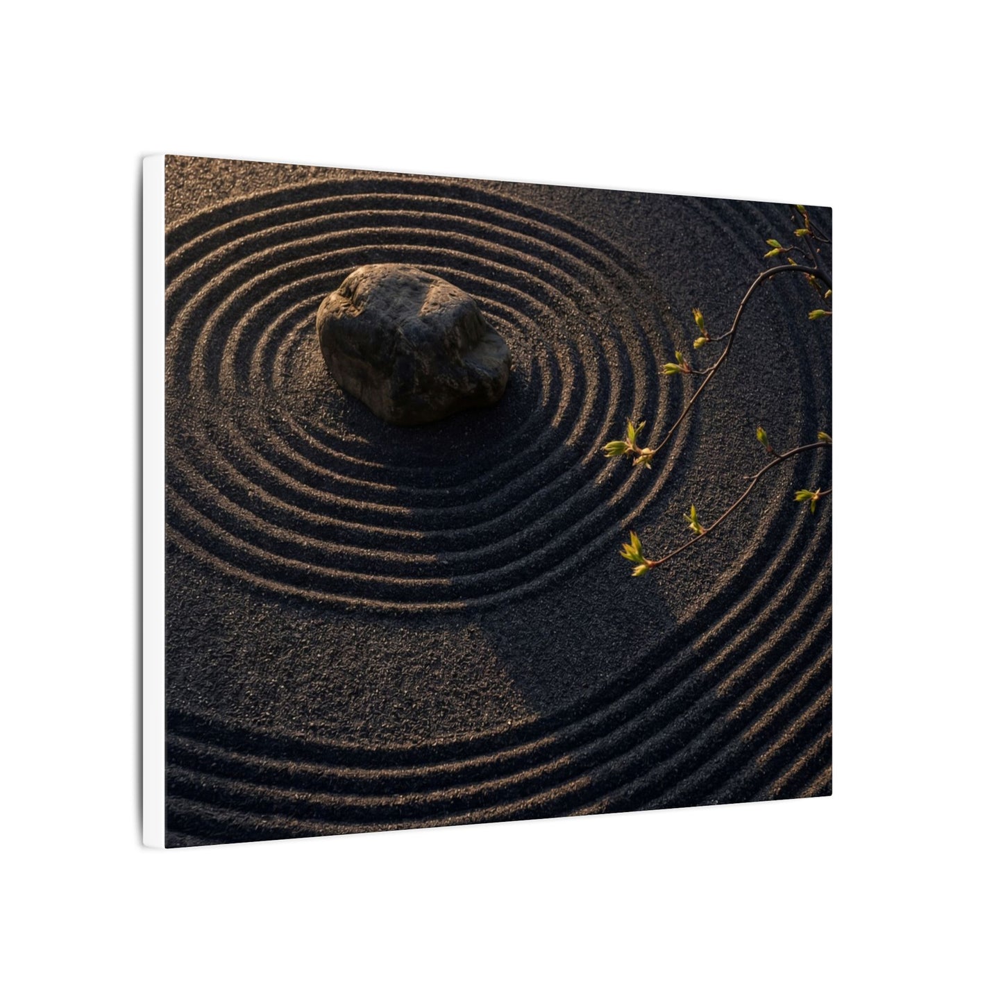 Rock Garden Shadow Zen Canvas Art | Bold Dark Japandi Art