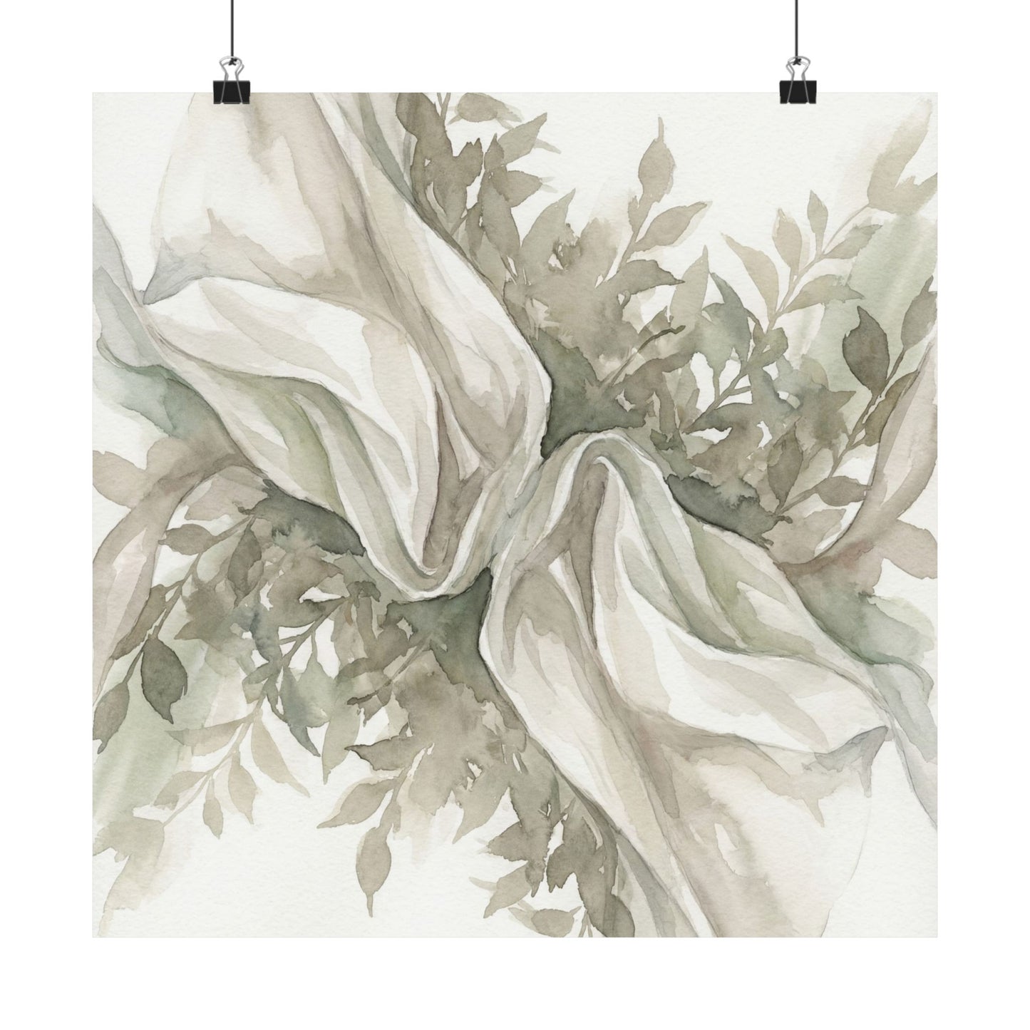 Silk Drape Watercolor Wall Art Print | Elegant Japandi Art