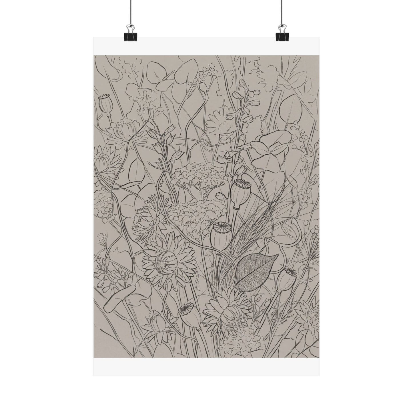 Summer Dried Flowers Minimal Line Wall Art Print | Cozy Decor