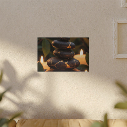 Summer River Stones Gold Vein Canvas Art | Philosophical Decor