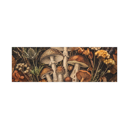 Autumn Dried Flowers Mushroom Illustration Canvas Art | Earthy Decor