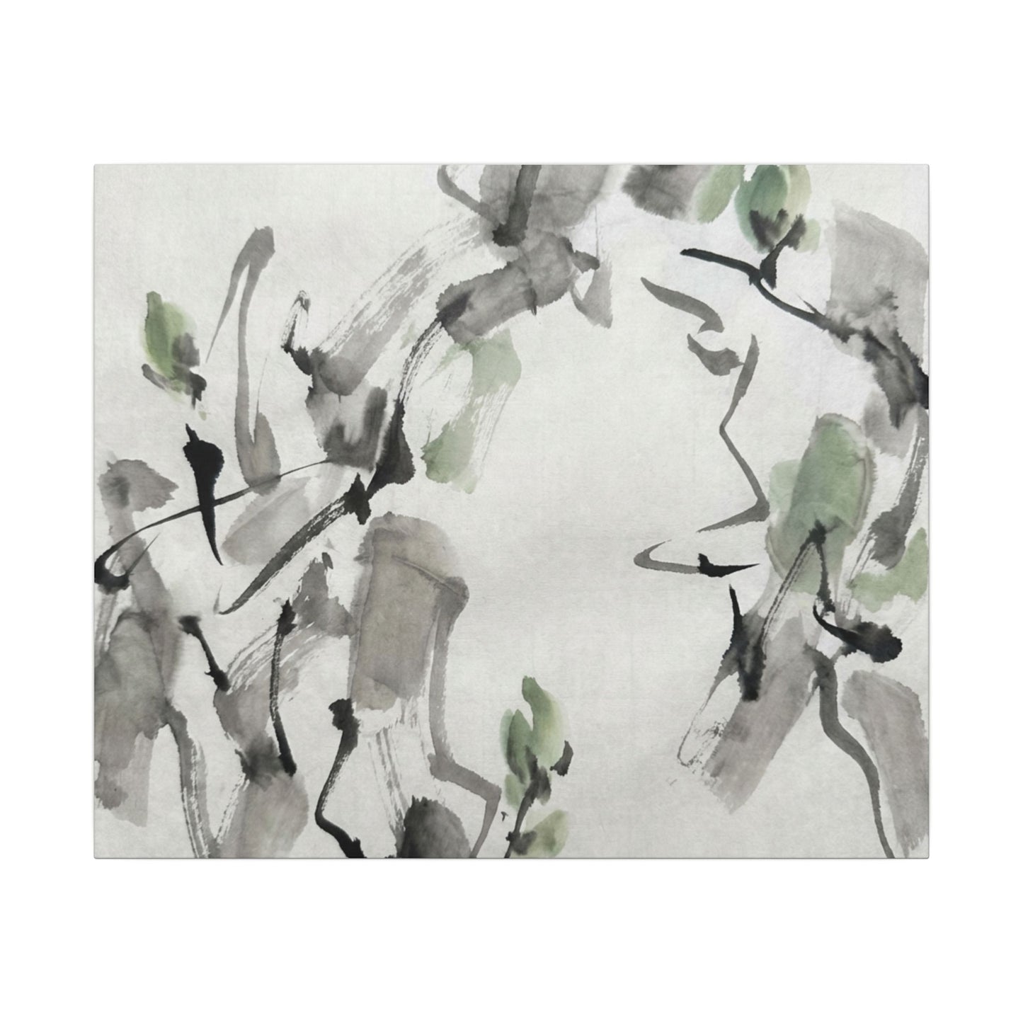 Zen Ink Brushstroke in Overcast | Sumi E Canvas Art