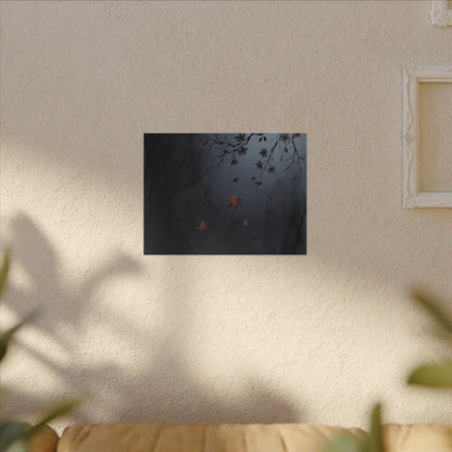 Autumn Cherry Blossom Charcoal Ink Canvas Art | Atmospheric Decor