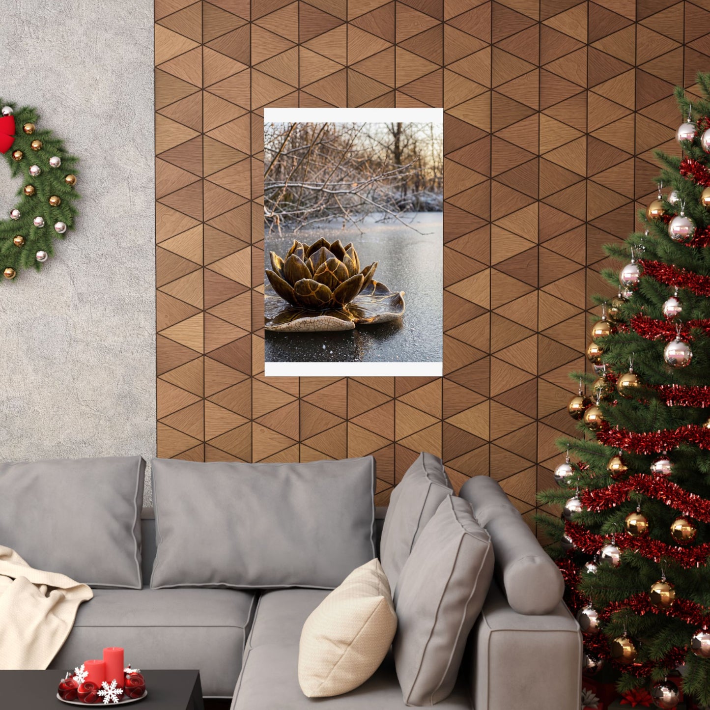 Lotus Flower Winter Wall Art Print | Kintsugi Beautiful Design