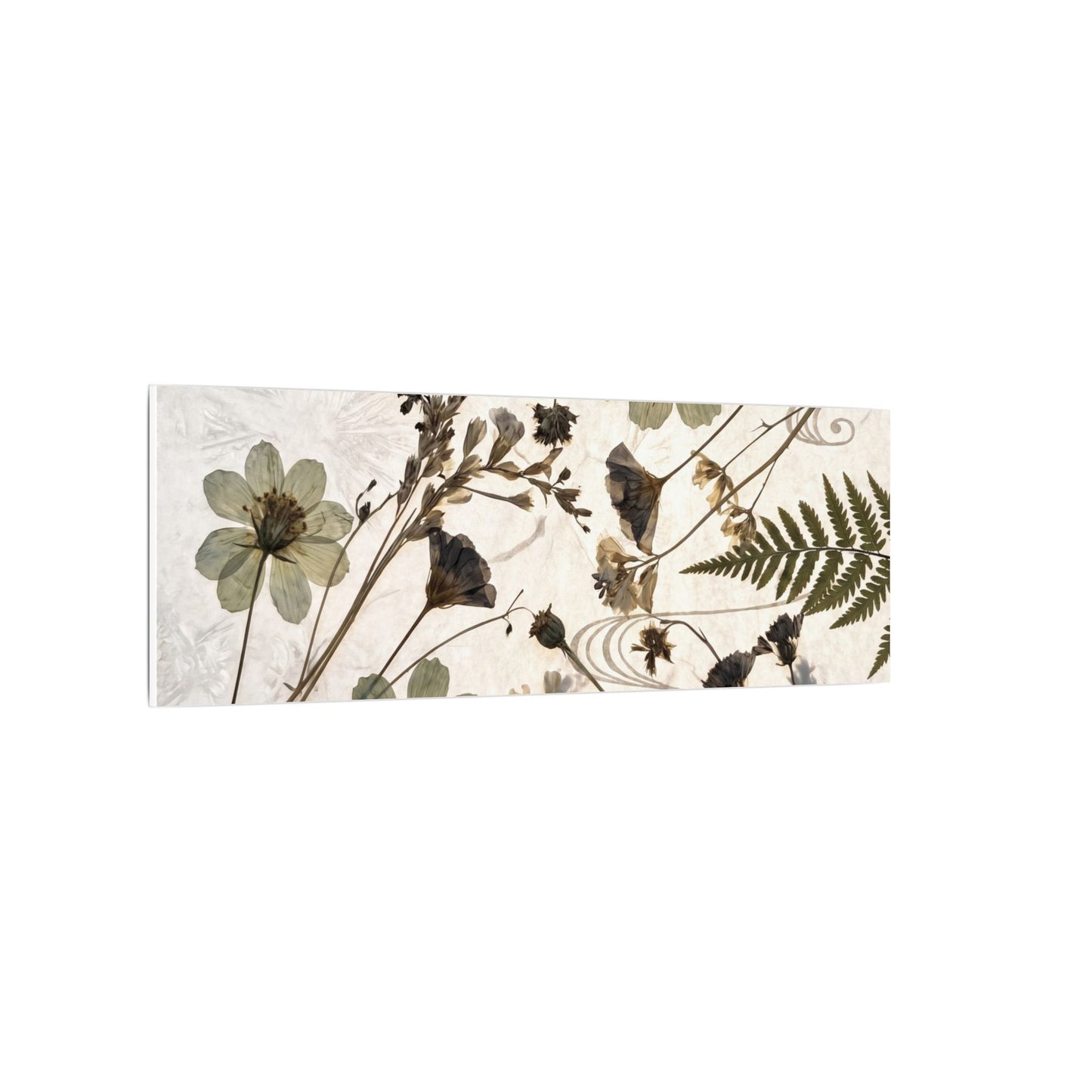 Japandi Dried Flowers in Golden Hour | Japanese Pattern Canvas Art