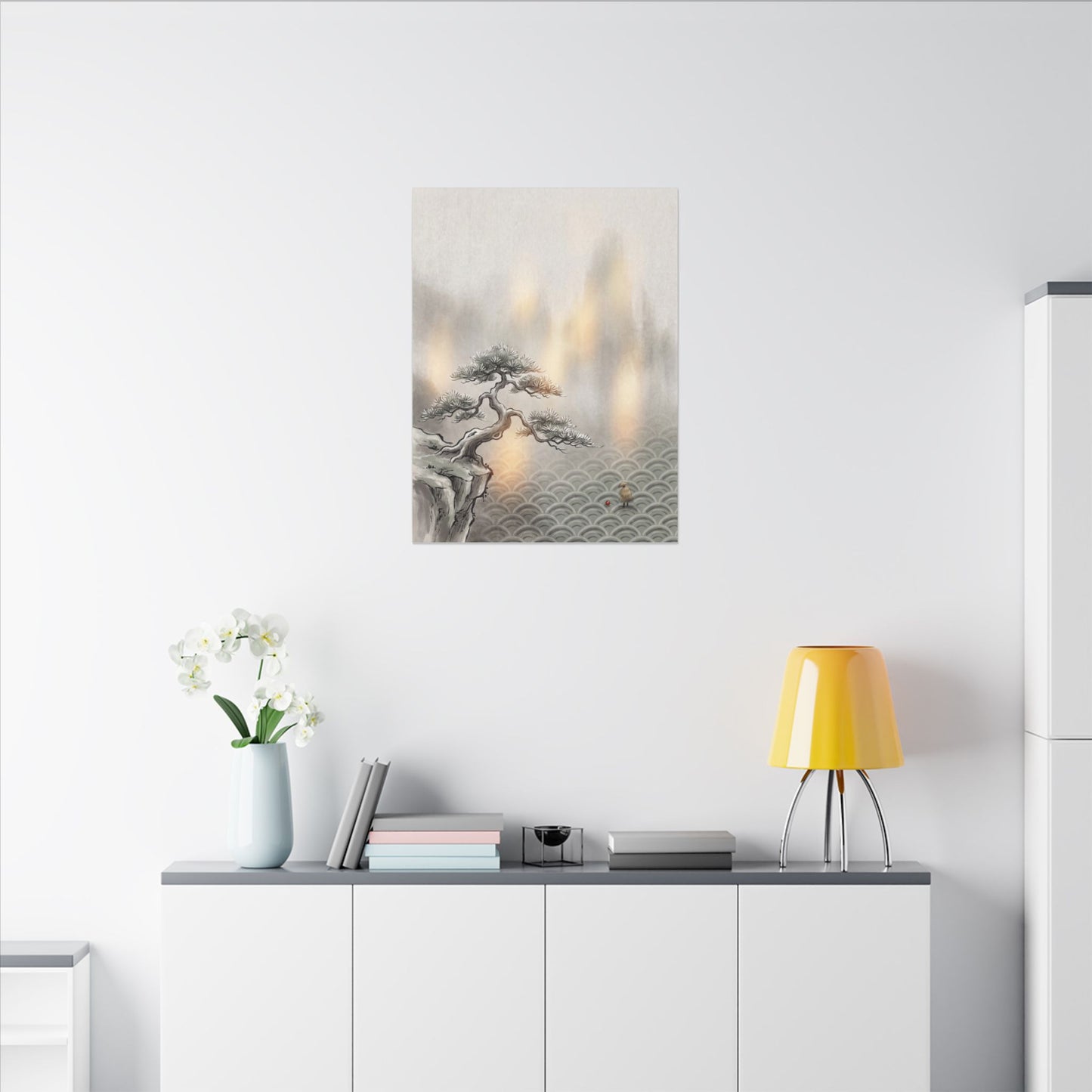 Pine Tree Canvas Art | Winter Japandi Japanese Pattern Art