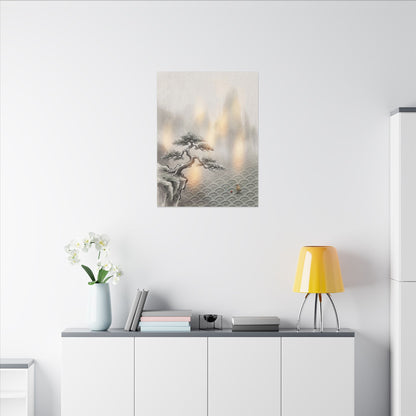 Pine Tree Canvas Art | Winter Japandi Japanese Pattern Art