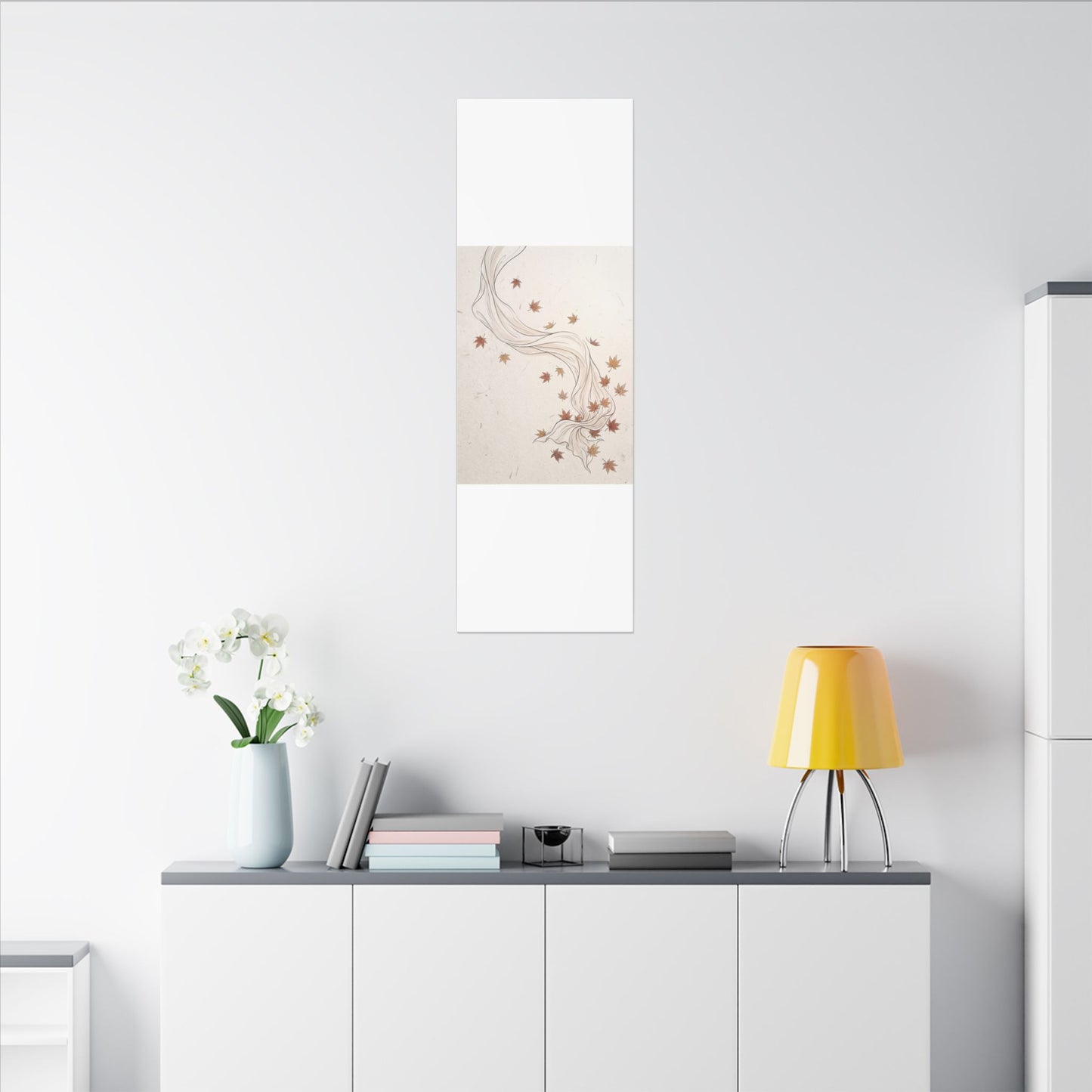 Japandi Silk Drape in Dawn | Minimal Line Canvas Art