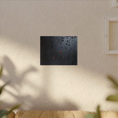 Autumn Cherry Blossom Charcoal Ink Canvas Art | Atmospheric Decor