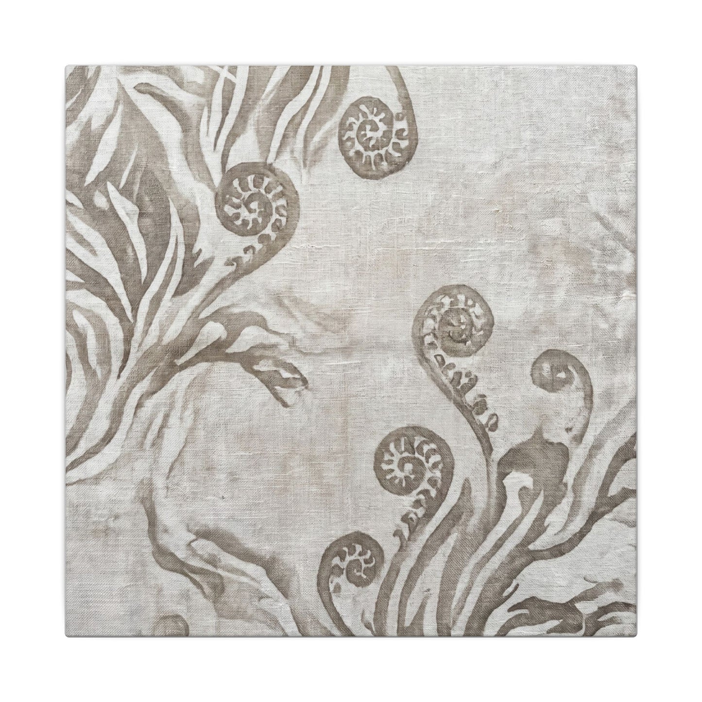 Japandi Fern Unfurling in Overcast | Japanese Pattern Canvas Art