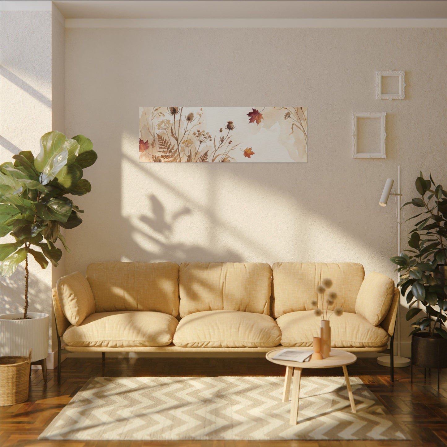 Dried Flowers Canvas Art | Autumn Japandi Watercolor Art