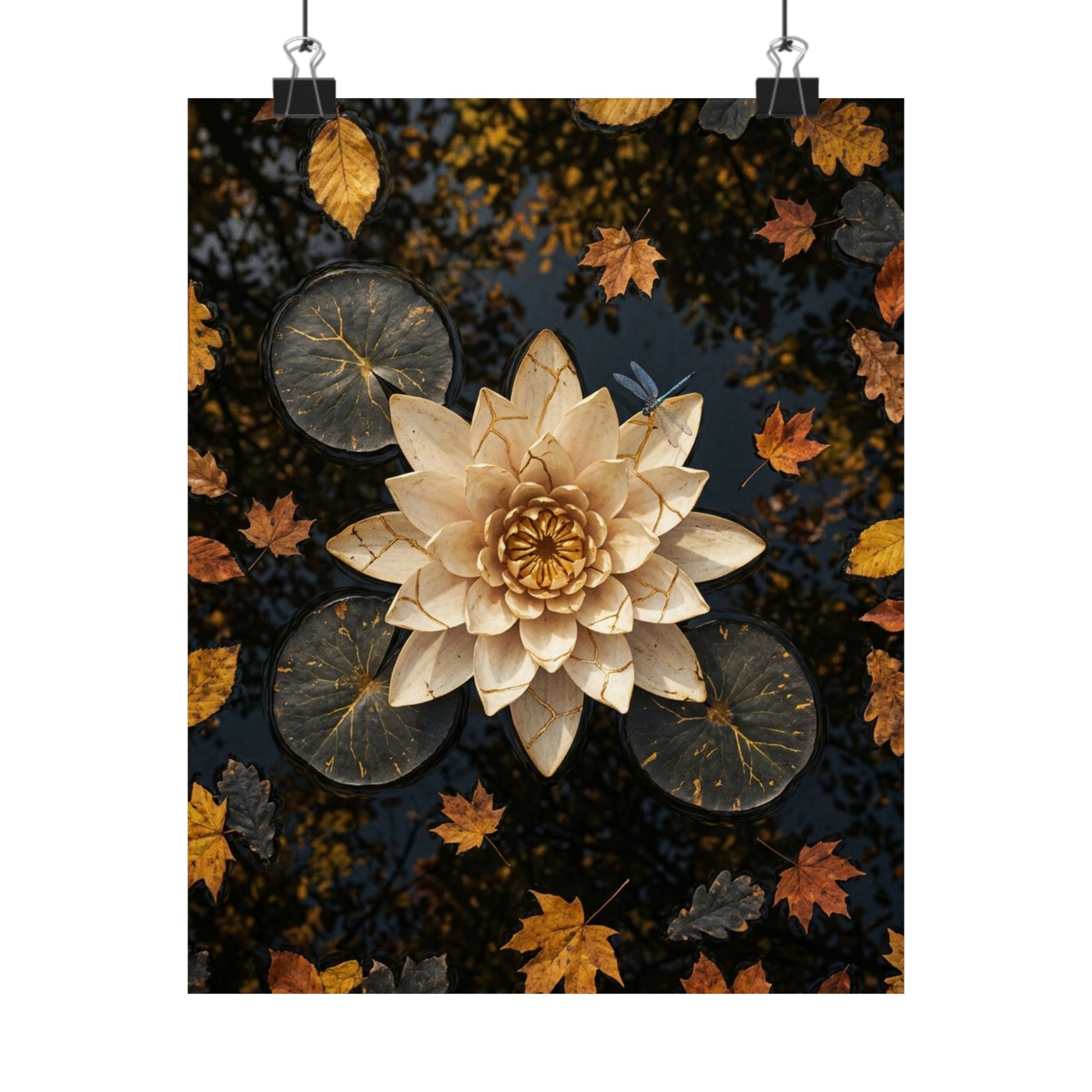 Lotus Flower Gold Repair Wall Art Print | Artful Kintsugi Art Art Print