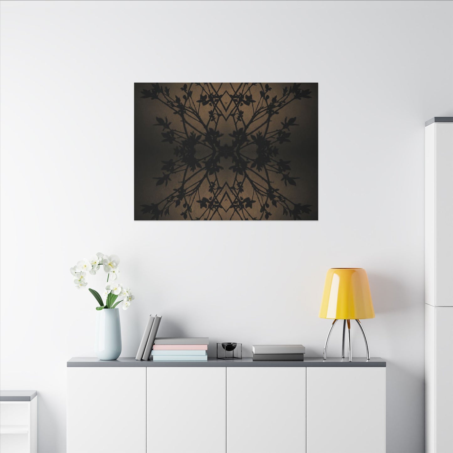 Golden Hour Shadow Play Canvas Art - Dark Japandi Seijaku