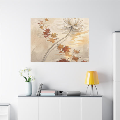 Lotus Flower Canvas Art | Autumn Japandi Minimal Line Art