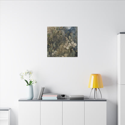 Japandi Dried Flowers in Moonlight | Watercolor Canvas Art