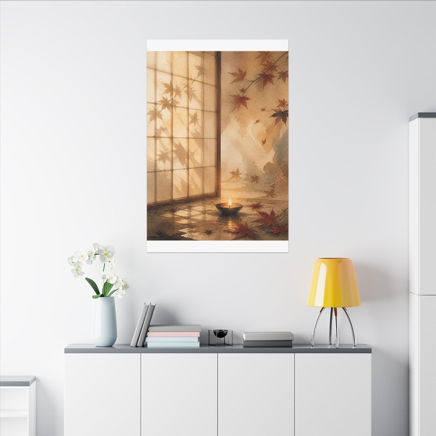 Candlelight Shoji Screen Canvas Art - Japandi Ma