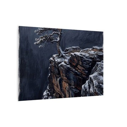 Dark Japandi Pine Tree in Dawn | Dark Texture Canvas Art