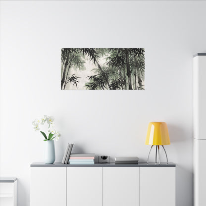 Zen Bamboo Grove in Overcast | Sumi E Canvas Art