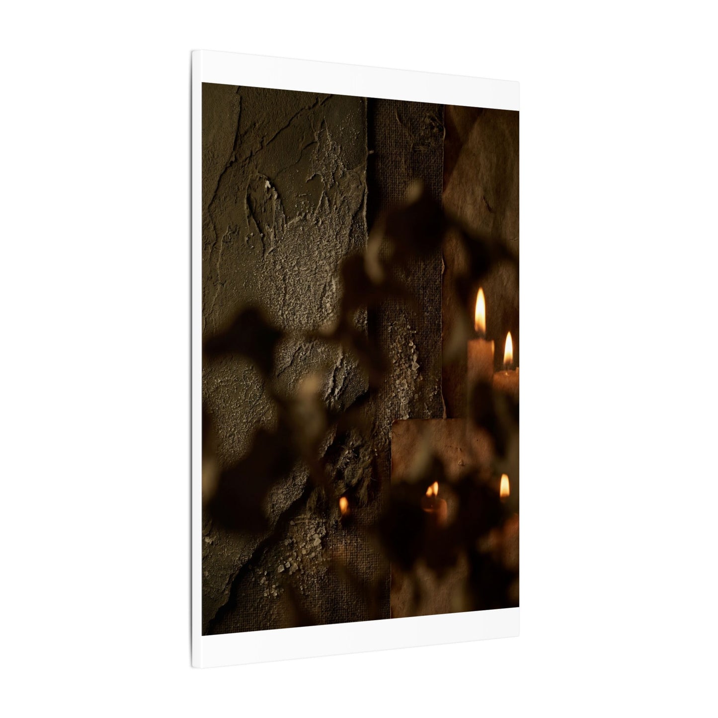 Shadow Play Dark Texture Canvas Art | Moody Dark Japandi Art