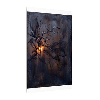 Winter Rust Patina Charcoal Ink Canvas Art | Atmospheric Decor