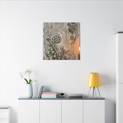 Datsuzoku Fern Unfurling Canvas Art - Japandi Texture