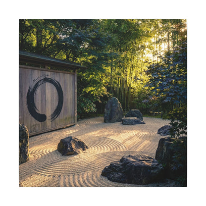 Rock Garden Enso Canvas Art | Tranquil Zen Art