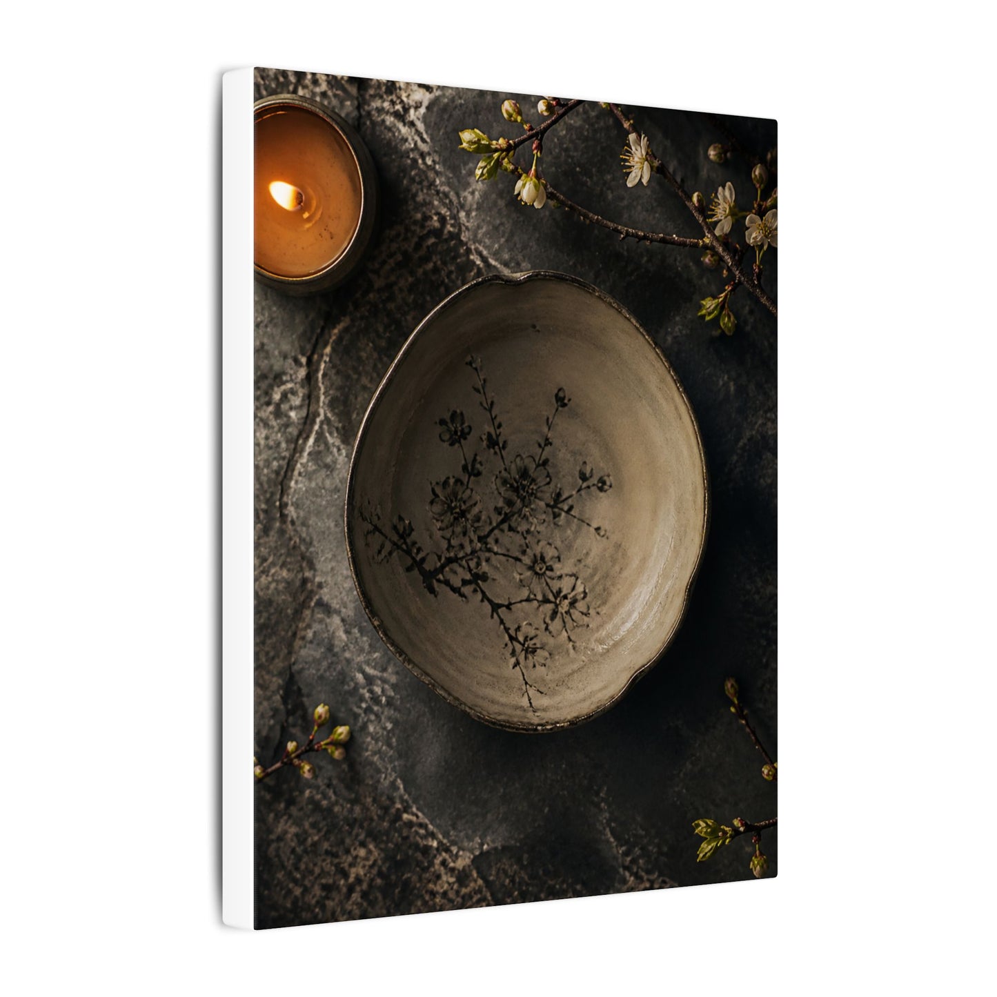Ceramic Bowl Spring Canvas Art | Japandi Earthy Design
