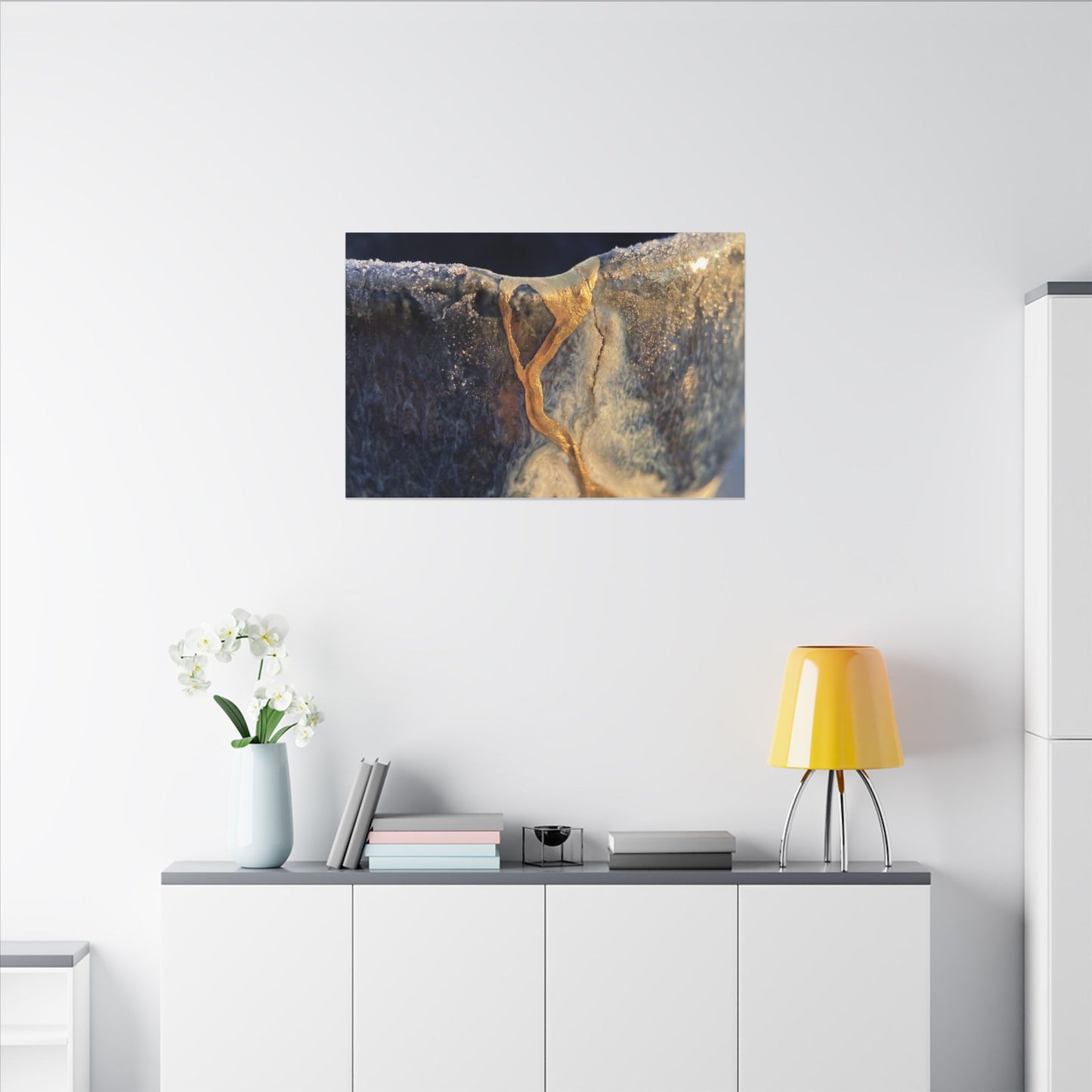 Winter Ceramic Bowl Gold Vein Canvas Art | Healing Decor