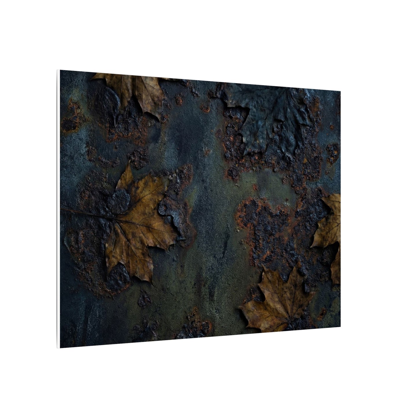 Shibui Rust Patina Canvas Art - Dark Japandi Charcoal Ink