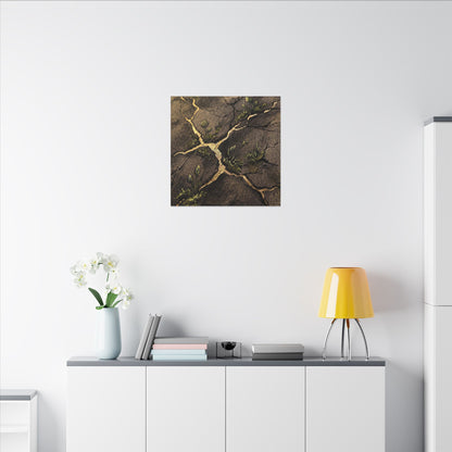 Spring Cracked Earth Charcoal Ink Canvas Art | Luxurious Decor