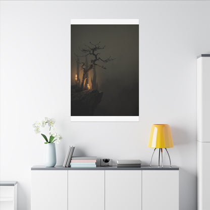 Ma Pine Tree Canvas Art - Dark Japandi Shadow Zen