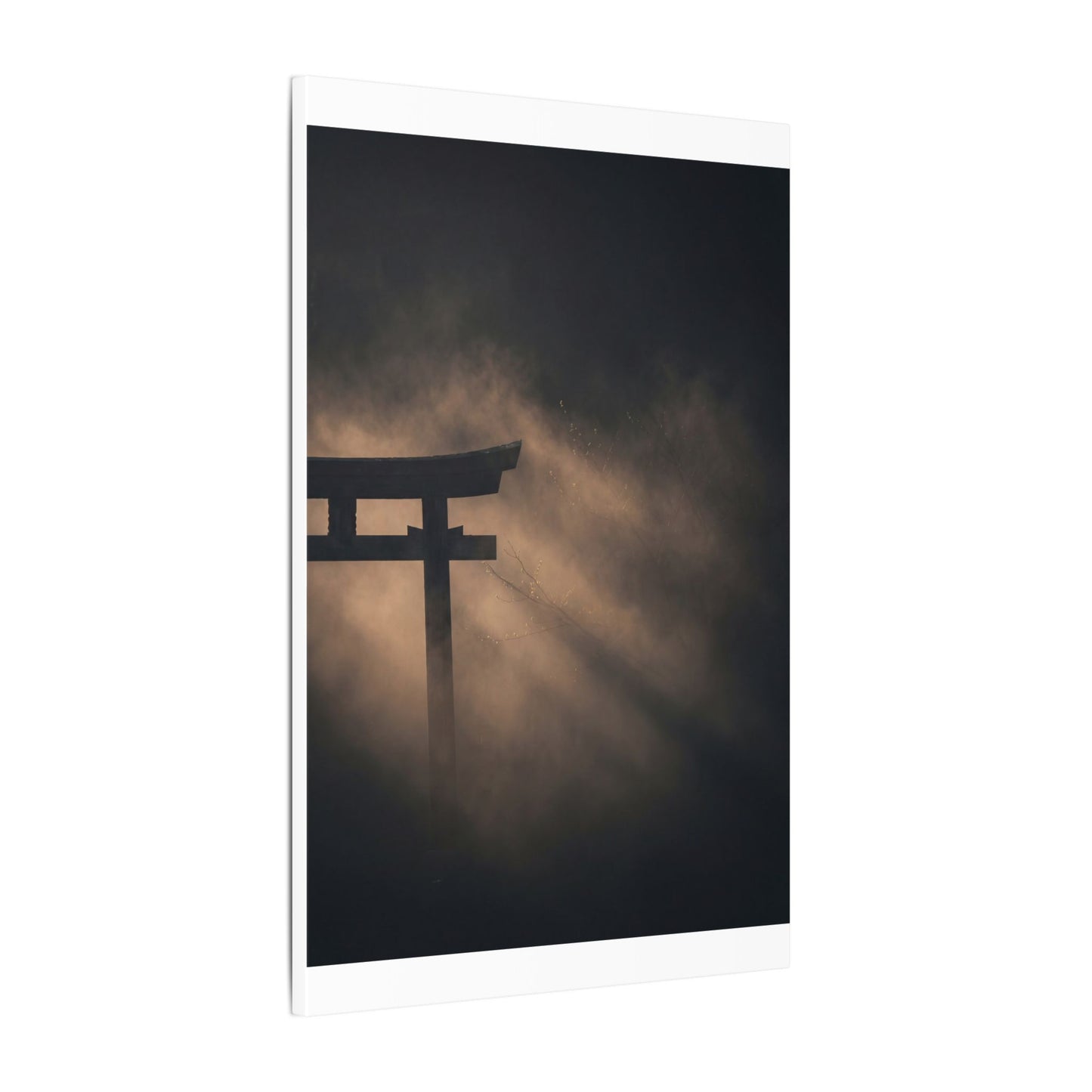 Torii Gate Shadow Zen Canvas Art | Bold Dark Japandi Art