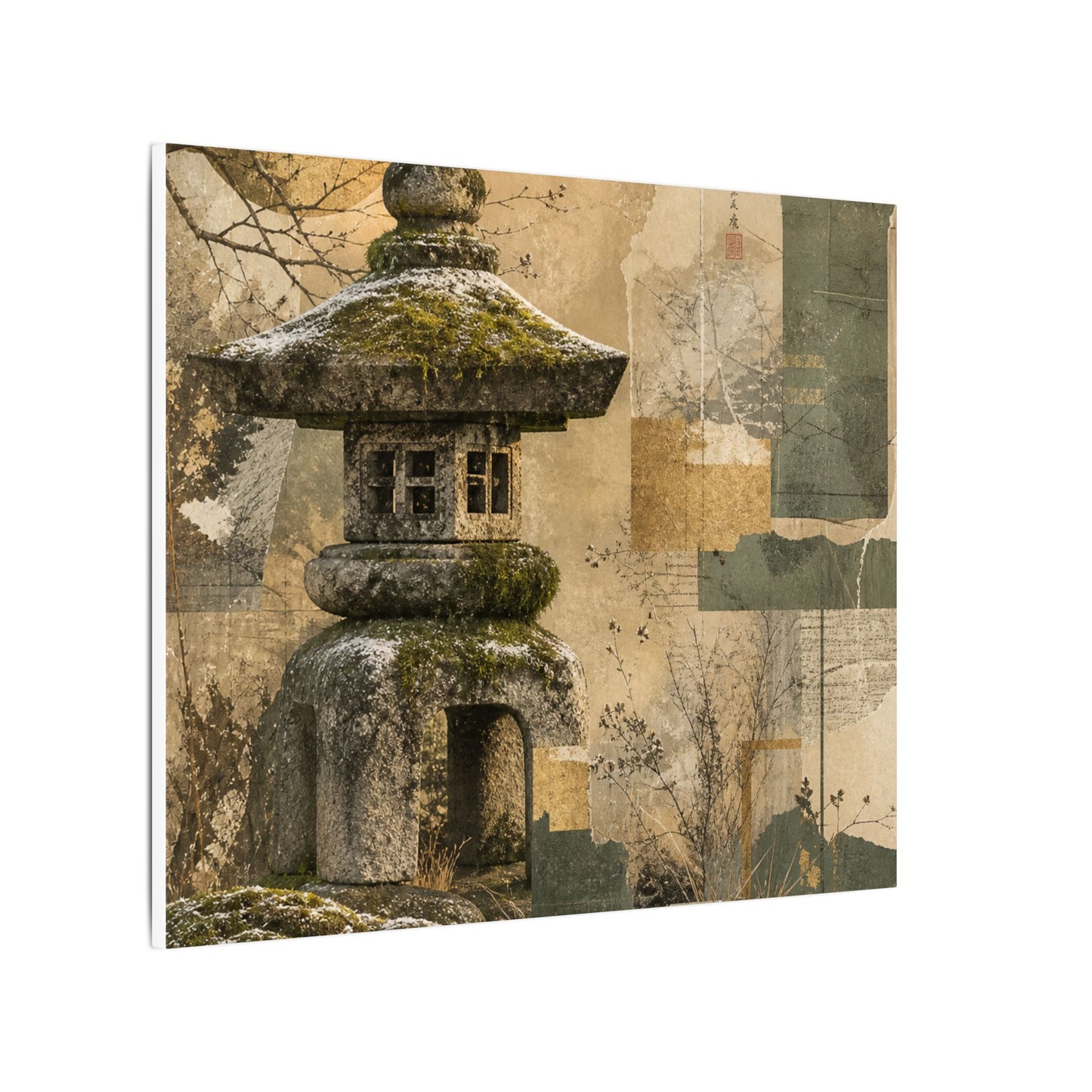 Elegant Stone Lantern Canvas Art - Texture Japandi