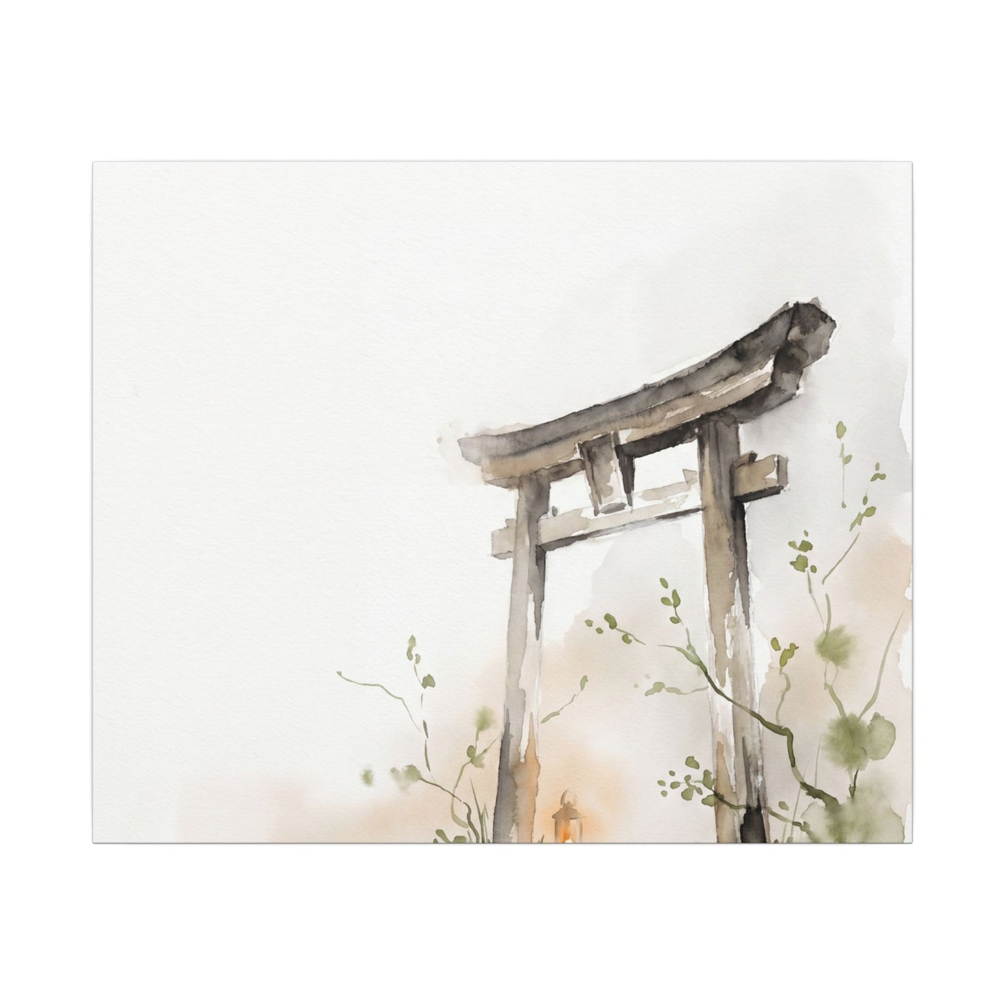 Fukinsei Torii Gate Canvas Art - Japandi Watercolor