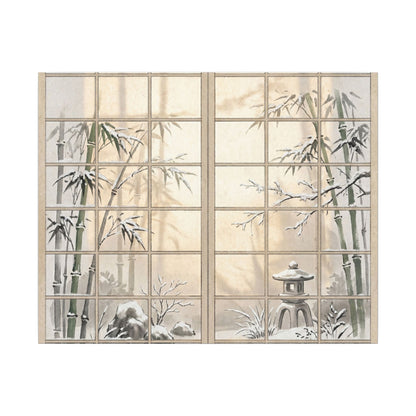 Winter Shoji Screen Sumi E Canvas Art | Tranquil Decor