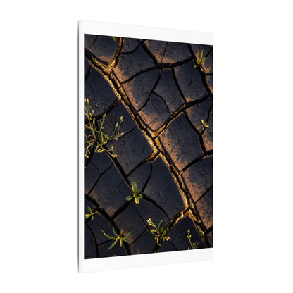Kintsugi Cracked Earth in Golden Hour | Gold Vein Canvas Art