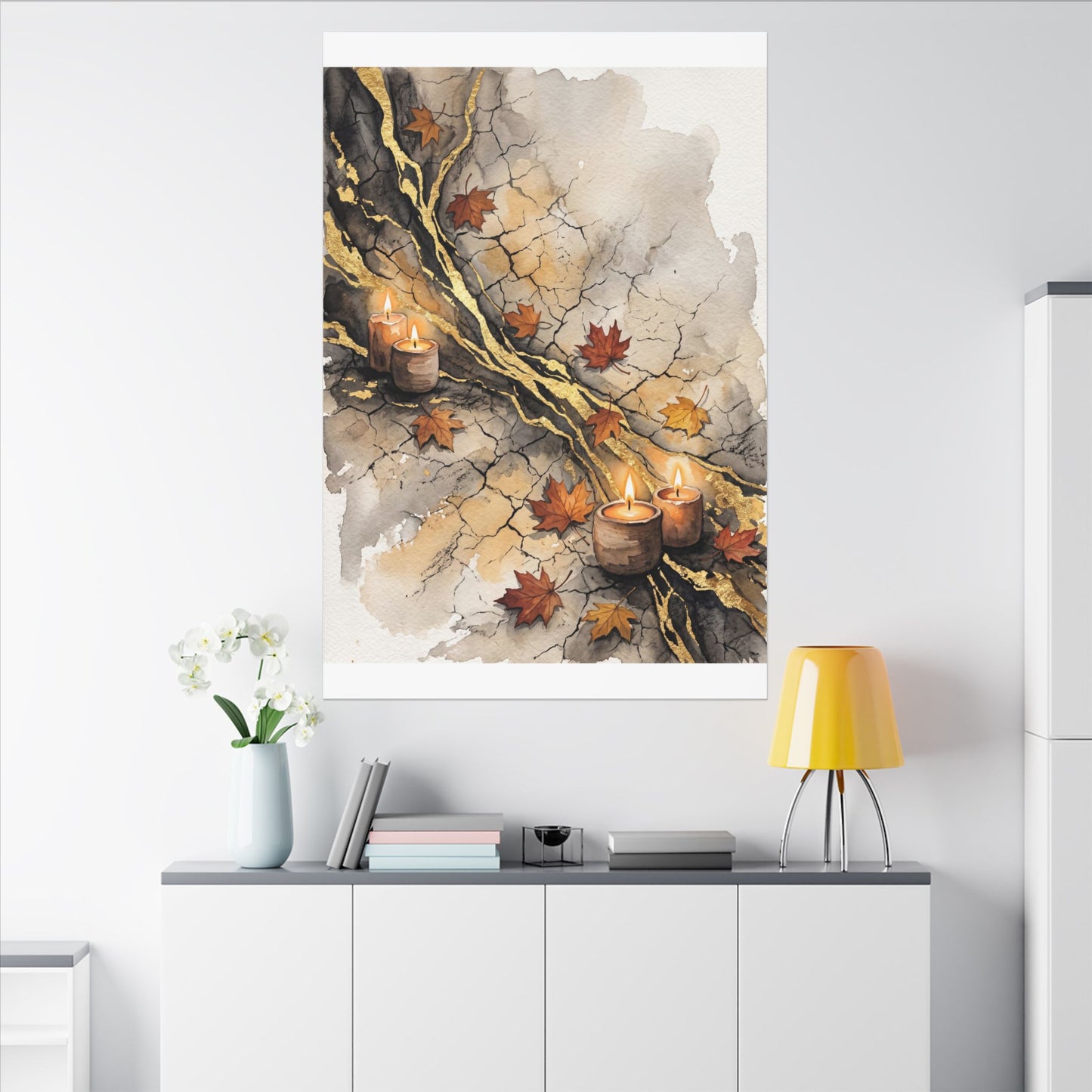 Cracked Earth Autumn Canvas Art | Japandi Warm Design