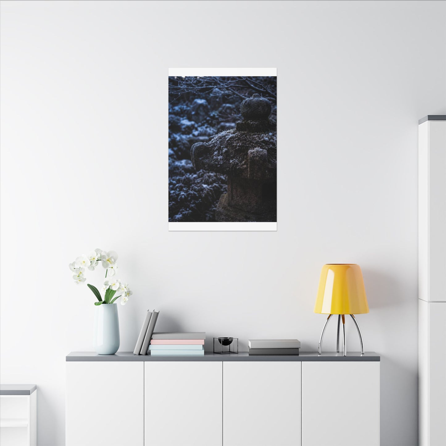 Moody Stone Lantern Canvas Art - Shadow Zen Dark Japandi