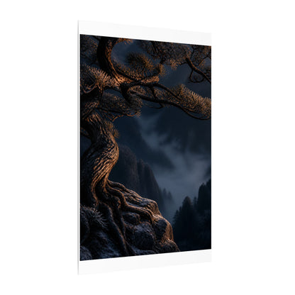 Bold Pine Tree Canvas Art - Shadow Zen Dark Japandi