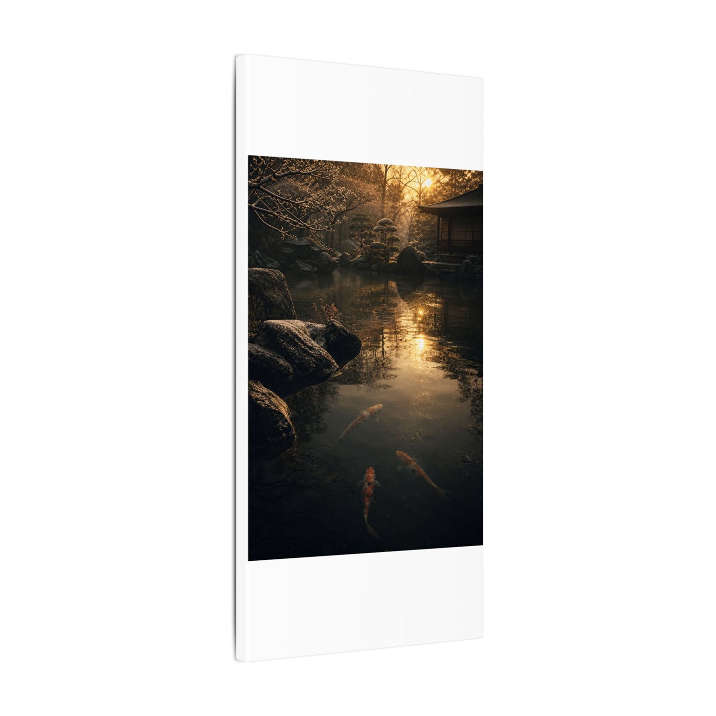 Winter Koi Pond Shadow Zen Canvas Art | Bold Decor