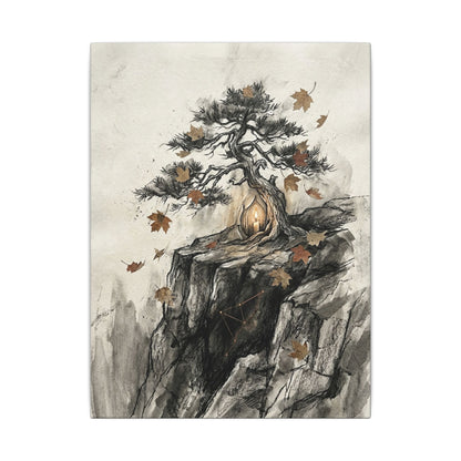 Pine Tree Autumn Canvas Art | Japandi Earthy Design