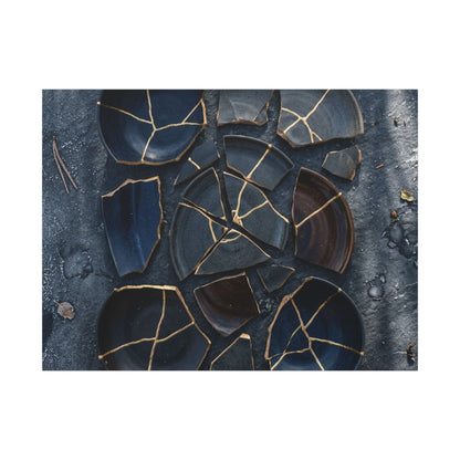 Dark Japandi Broken Pottery in Dappled | Shadow Zen Canvas Art