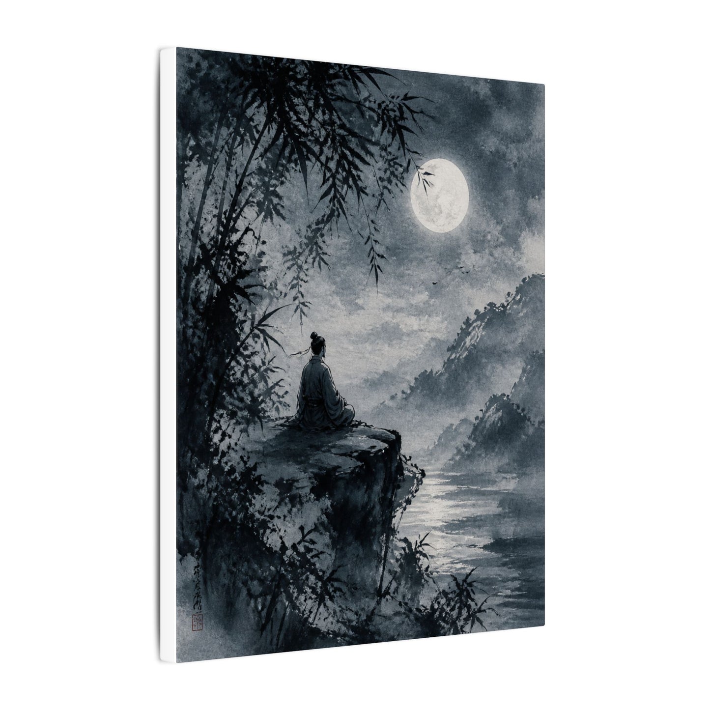 Ink Brushstroke Sumi E Canvas Art | Serene Zen Art