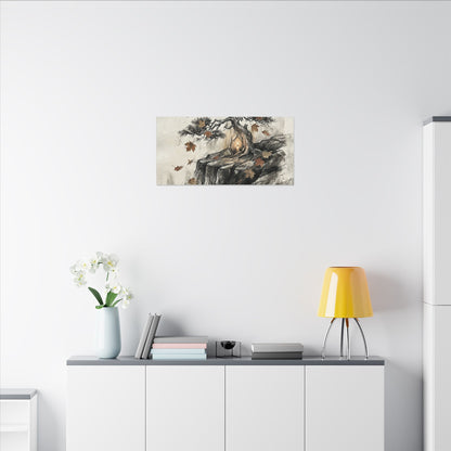 Pine Tree Autumn Canvas Art | Japandi Earthy Design