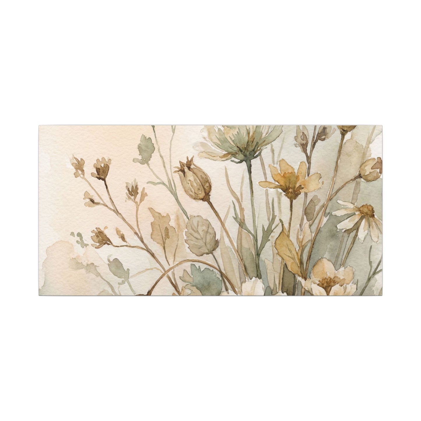 Summer Dried Flowers Watercolor Canvas Art | Elegant Decor