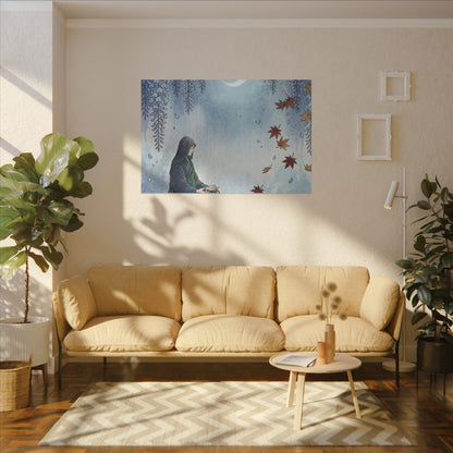 Zen Wisteria in Moonlight | Ukiyo E Inspired Canvas Art