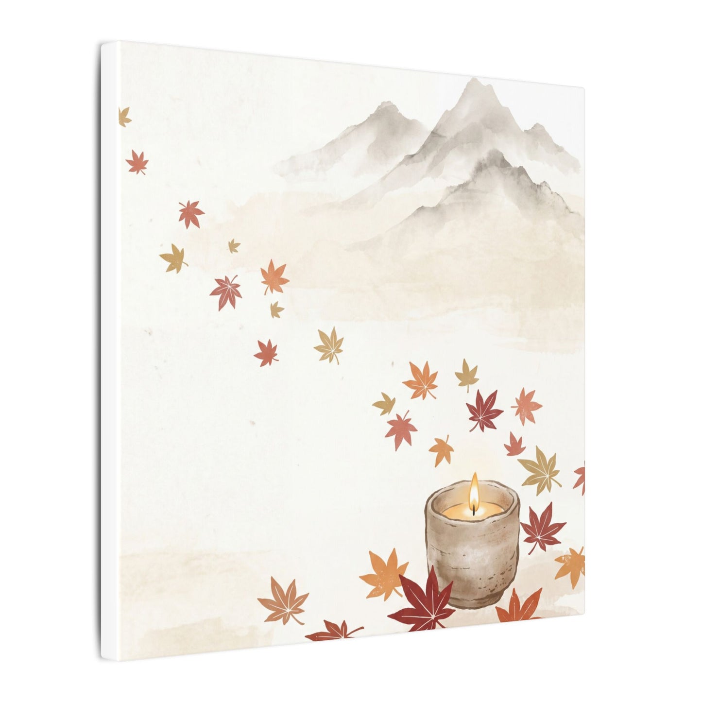Earthy Mountain Mist Canvas Art - Japanese Pattern Japandi