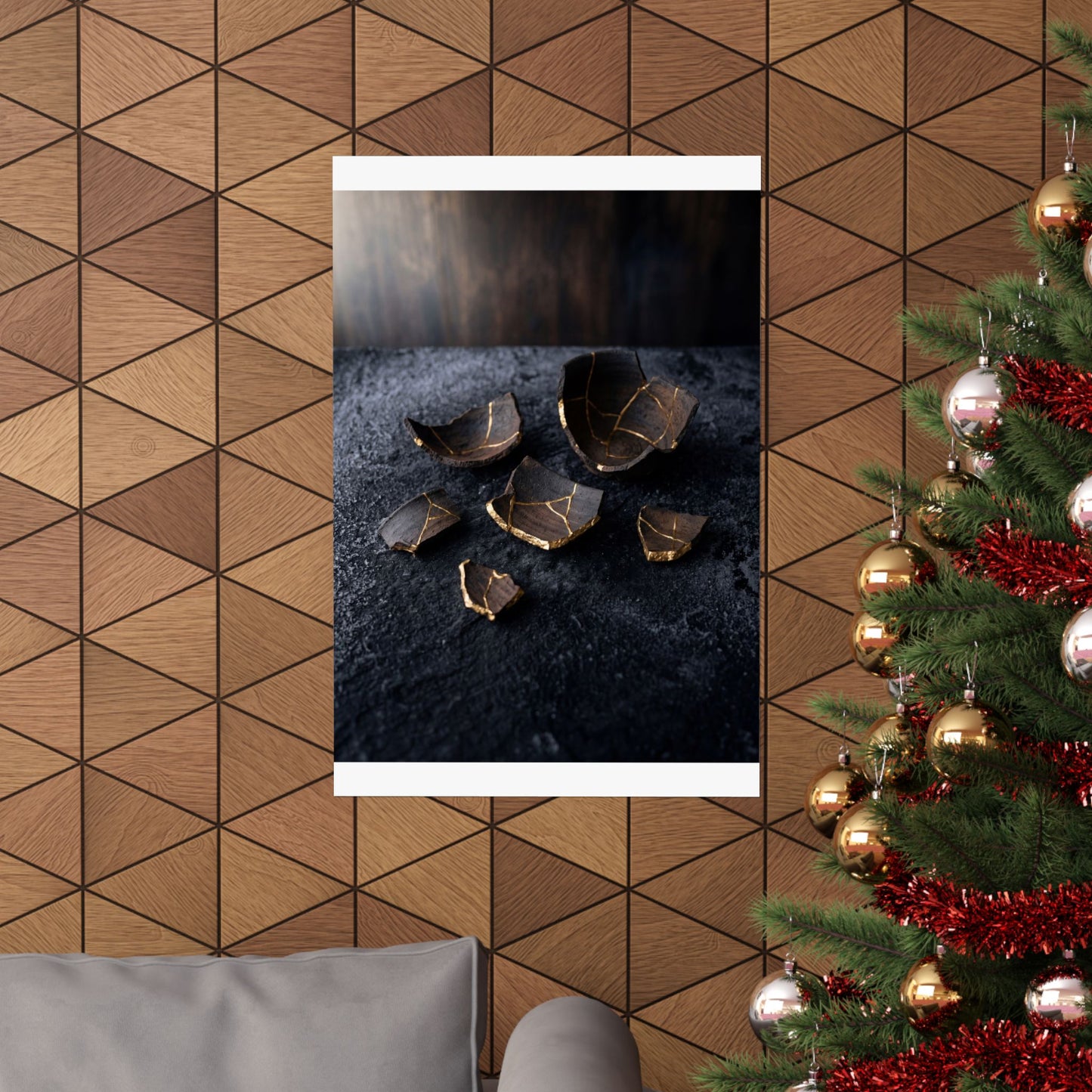 Dawn Broken Pottery Wall Art Print - Dark Japandi Kanso