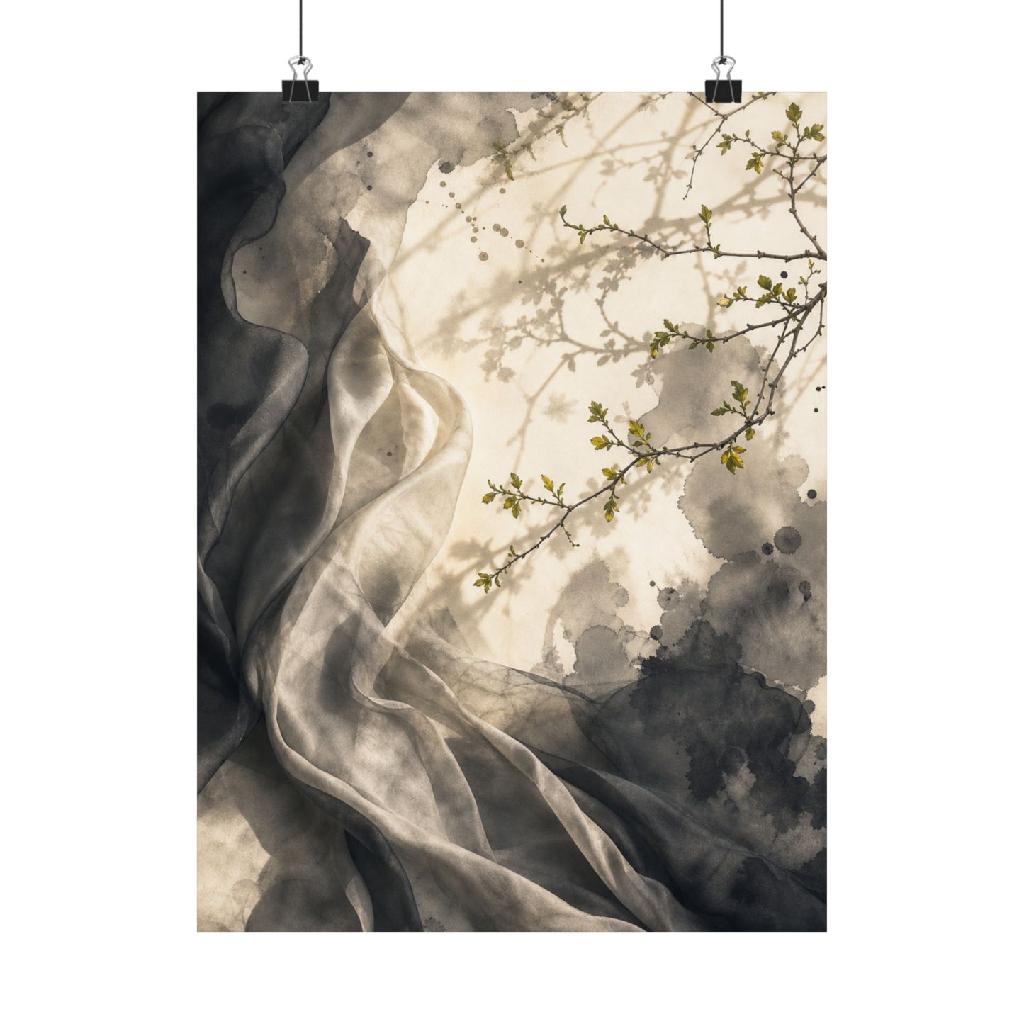 Silk Drape Spring Wall Art Print | Japandi Earthy Design